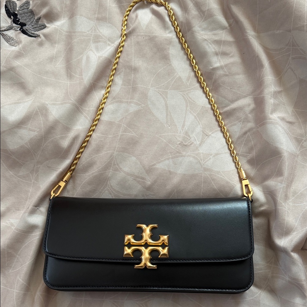 Tory Burch Black Shoulder Bag with Gold Accents